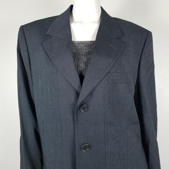 Cheap and Chic Moschino Oversized Three-Button Pinstripe Gray Blazer Size 40 - Picture 3 of 12